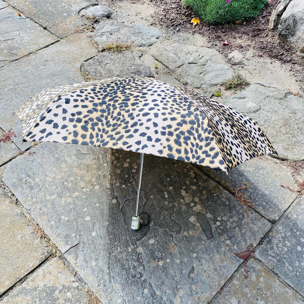 Totes Leopard Animal Print Auto Open Collapsible Umbrella